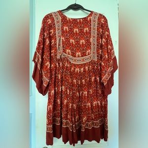 Lin Jia red paisley mini dress/tunic size L